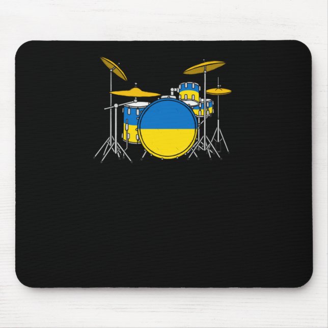 Mousepad Drum Kit Ucraniano Flag Drummer Musker Sticker (Frente)