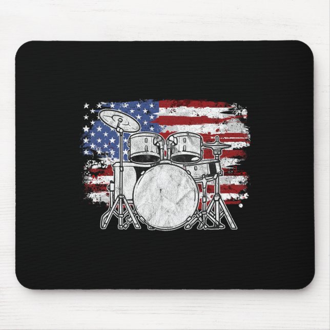 Mousepad Drummer Drum Set Drums U Flag American American 4t (Frente)