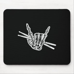 Mousepad Drummer Halloween Skeleton Hand Rock and Roll Drum