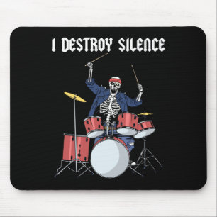 Mousepad Drummer Rock Music Banda Drums Eu Destruo Silênci