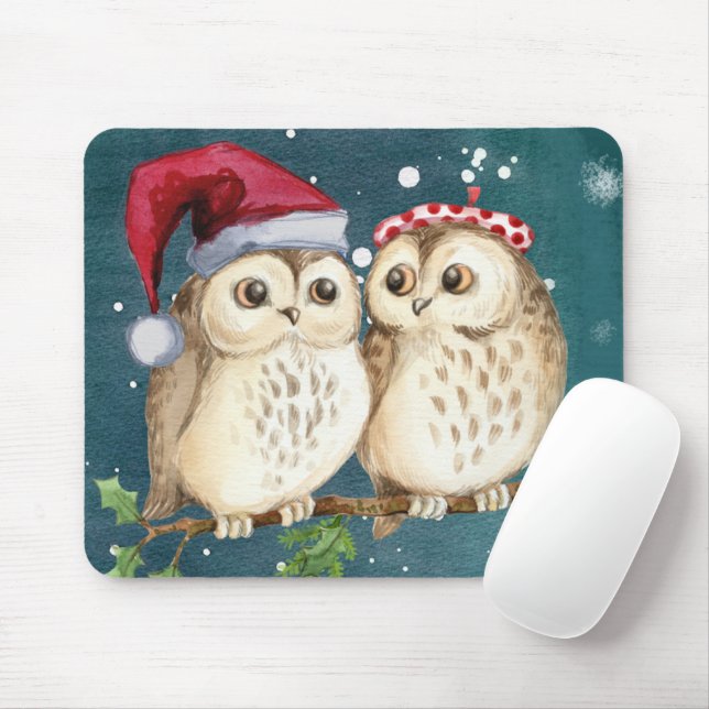 Mousepad Duas corujas bonitinhas desenhadas (Com mouse)