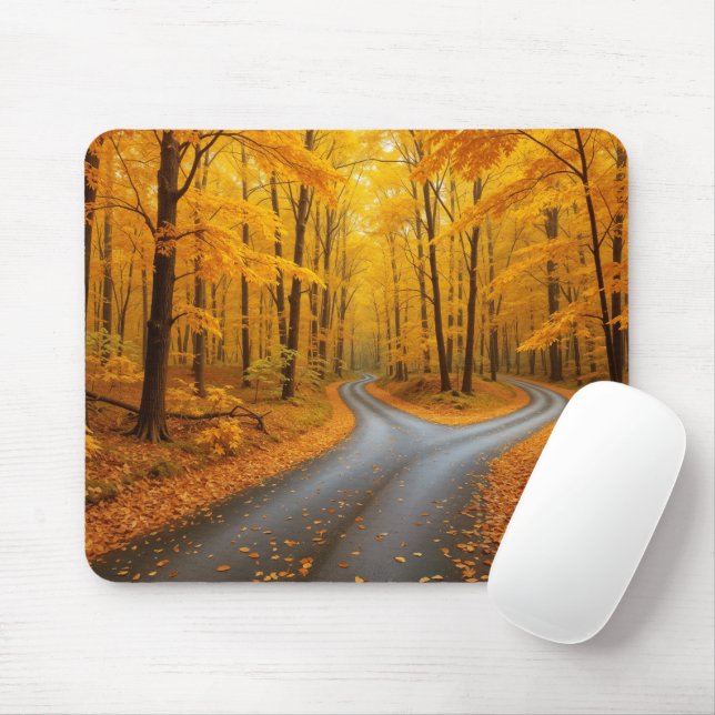 Mousepad Duas Estradas em uma Floresta de Outono (Com mouse)