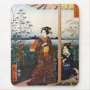Mousepad Duas gueixas Woodblock tradicional japonês Ukiyo-