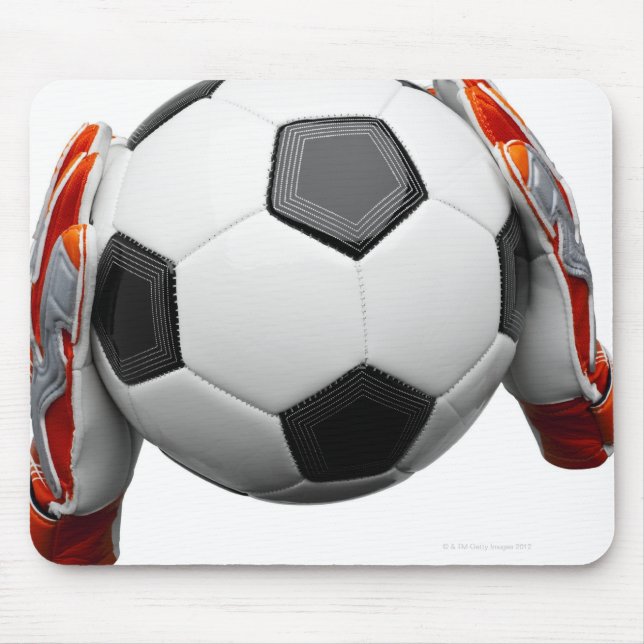Mousepad Duas luvas de gaveta segurando um futebol (Frente)
