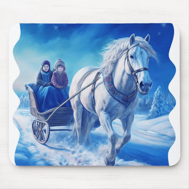 Mousepad Duas Meninas Jovens Em Um Passeio De Neve (Frente)