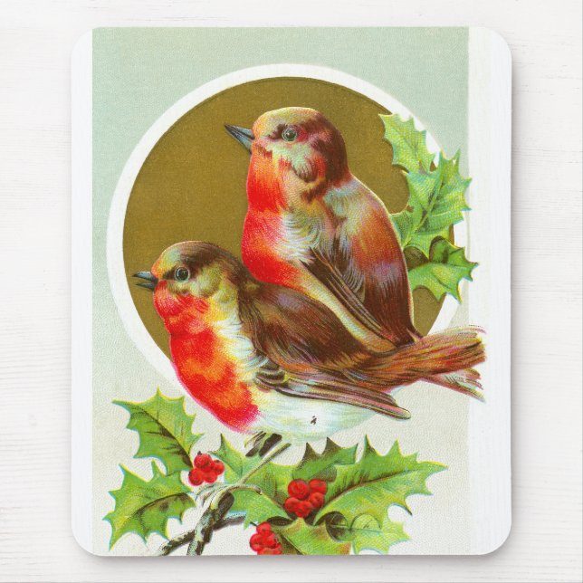 Mousepad Duas robins de Natal (Frente)