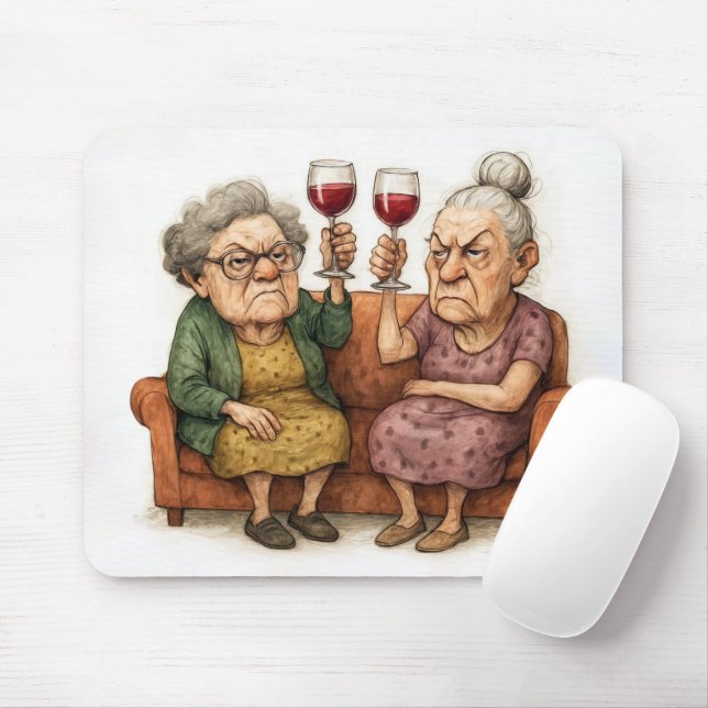 Mousepad Duas Velhas Resmungonas Com Vinho Tinto (Com mouse)