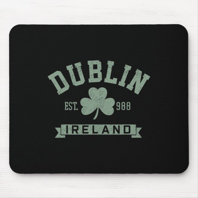 Mousepad Dublin Ireland Clover Leaf Irish Ruas. Dia dos Pat (Frente)