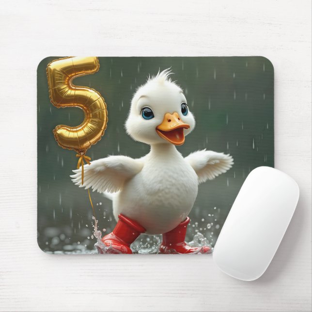 Mousepad Ducha Branca em uma poça de chuva com balão nº 5 (Com mouse)