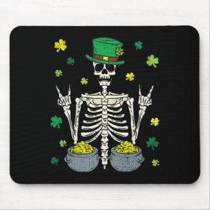 Mousepad Duende Esqueleto Dia de São Patrício Trevo