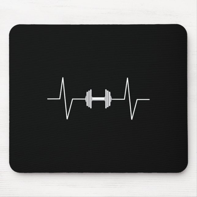 Mousepad Dumbbell Heartbeat Ekg Pulse Tee Gif (Frente)