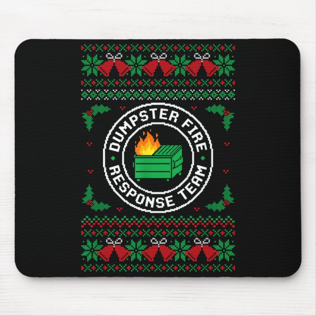 Mousepad Dumpster Fire Resnse Team Ugly Christmas Sweater X (Frente)