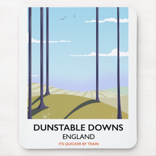 Mousepad dunstable downs estilo vintage poster de viagens (Frente)