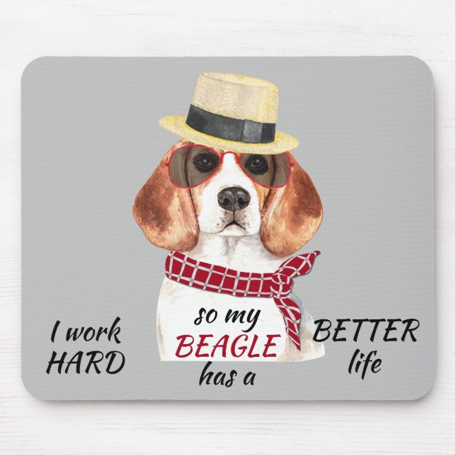 Mousepad Duro de trabalho para o meu beagle (Frente)
