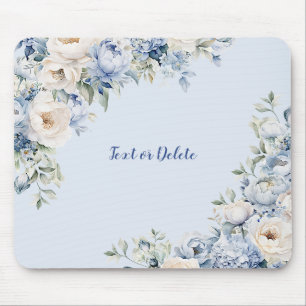 Mousepad Dusty Blue Watercolor Folhas de marfim Folhas
