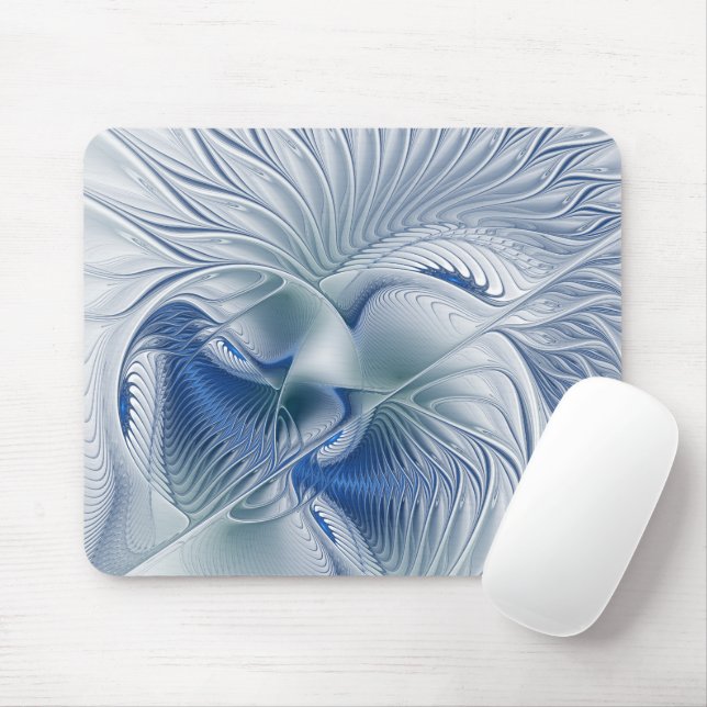 Mousepad Dynamics Fantasy Abstrato Blue Tones Arte Fractal (Com mouse)