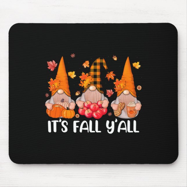 Mousepad É Fall Y'all Gnomos Dia de Ação de Graças Autu (Frente)