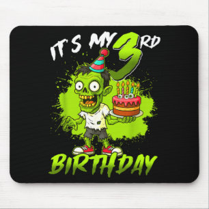 Mousepad É Meu 3º Aniversário Zumbi 3 Anos Feliz Hallo