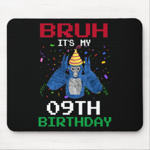 Mousepad É Meu 9º Aniversário 9 Anos de Idade Gorila Engraç