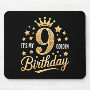 Mousepad É Meu 9º Aniversário de Ouro 9 Anos Bday Crianças 