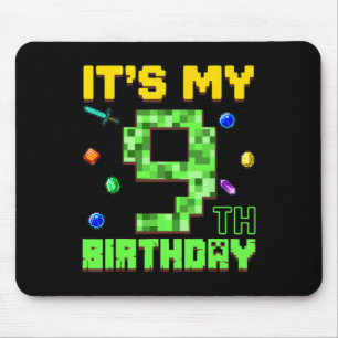 Mousepad É Meu 9º Aniversário Menino de 9 Anos Gamer Pixel 