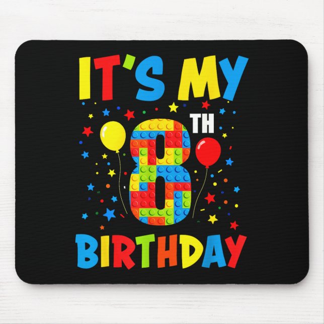Mousepad É o 8º aniversário de 8 anos de blocos de construç (Frente)