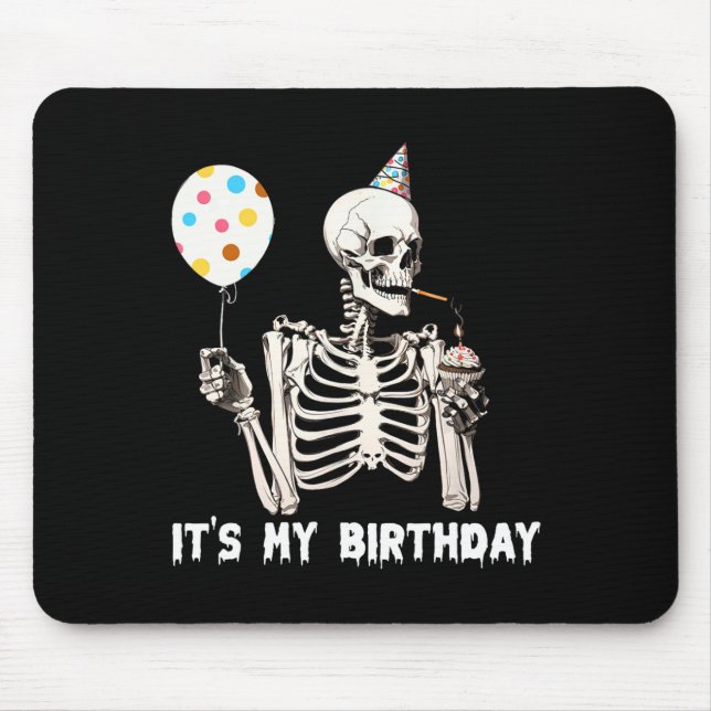 Mousepad É o meu esqueleto de aniversário de Halloween, ani (Frente)