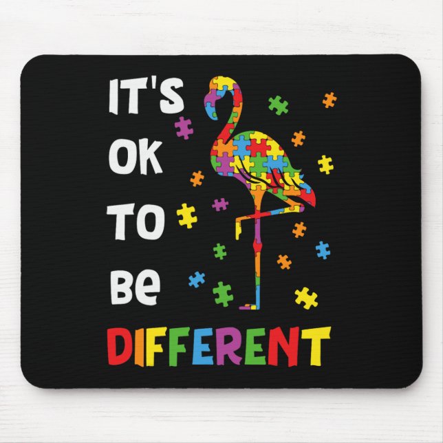 Mousepad É Ok Ser Diferente Flamingo Conscientização do Aut (Frente)