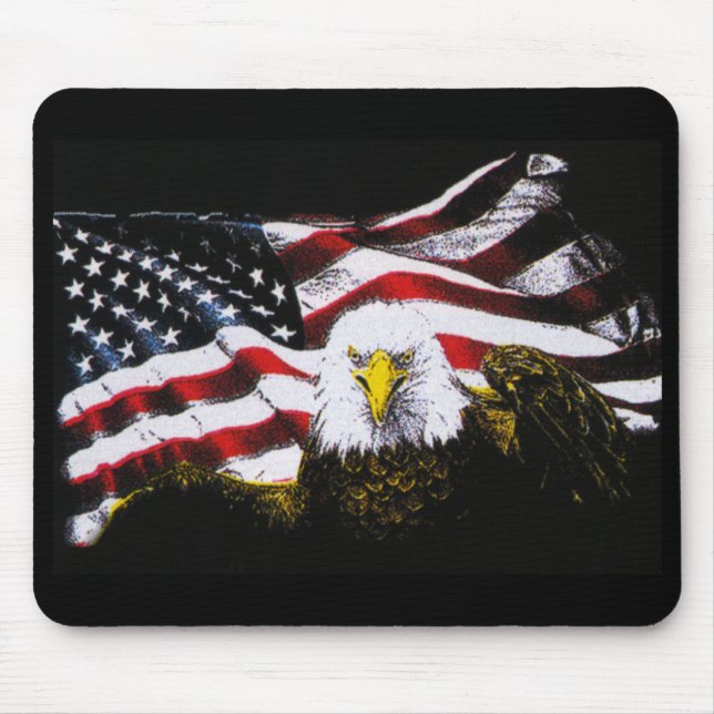 Mousepad Eagle e bandeira dos EUA - preto (Frente)