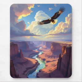 Mousepad Eagle Flying over a Canyon