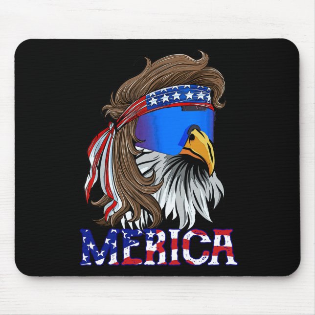 Mousepad Eagle Mullet Pulga Merica 4 De Julho Americano (Frente)