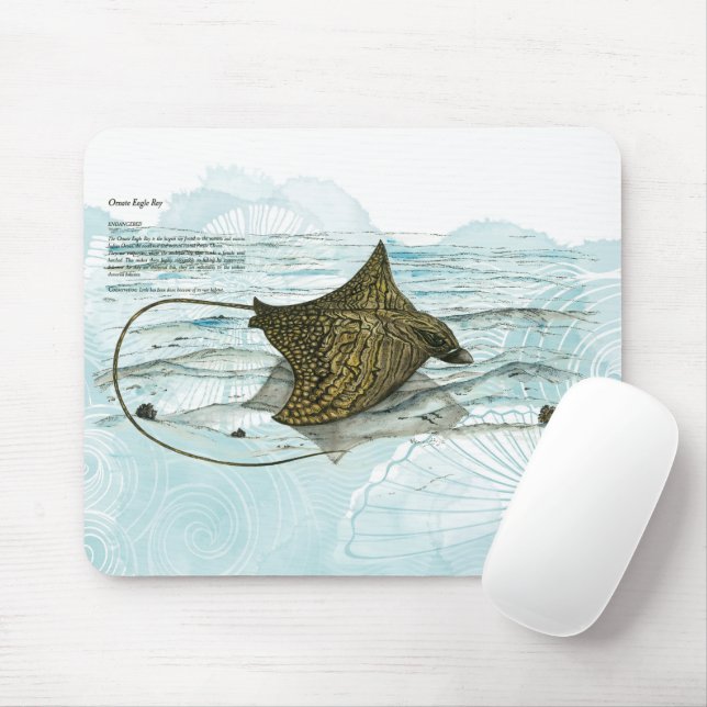 Mousepad Eagle Ray, Ornamentado Pintado Pela Mão Submarino (Com mouse)