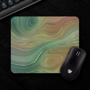 Mousepad Earthy Strata   Emerald Green Brown Dourado Agate
