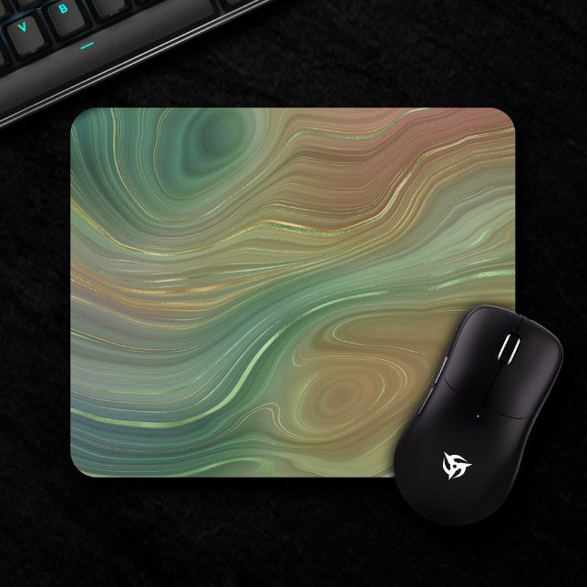 Mousepad Earthy Strata | Emerald Green Brown Dourado Agate (Criador carregado)