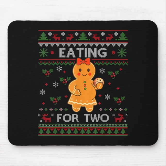 Mousepad Eating For Two Pregnancy Announcement Ugly Sweater (Frente)