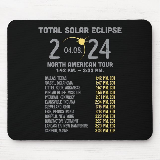 Mousepad Eclipse Solar 2024 Totalidade abril 8 Homens Mulhe (Frente)