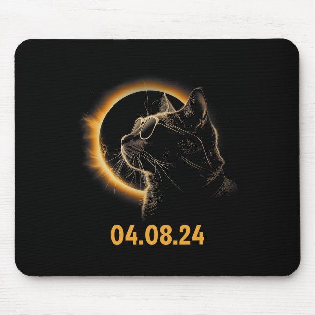 Mousepad Eclipse Solar Gato Óculos Eclipse Solar Diversão d (Frente)