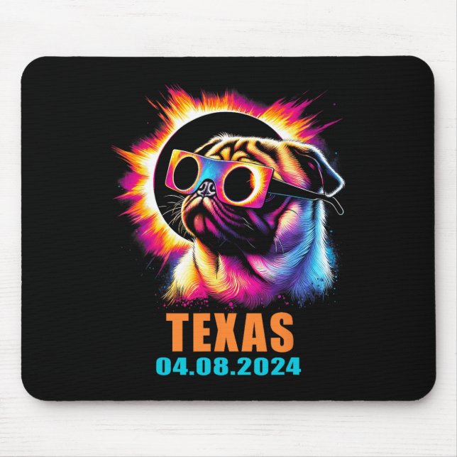 Mousepad Eclipse Solar Total 2024 Cachorro Com Gles (Frente)