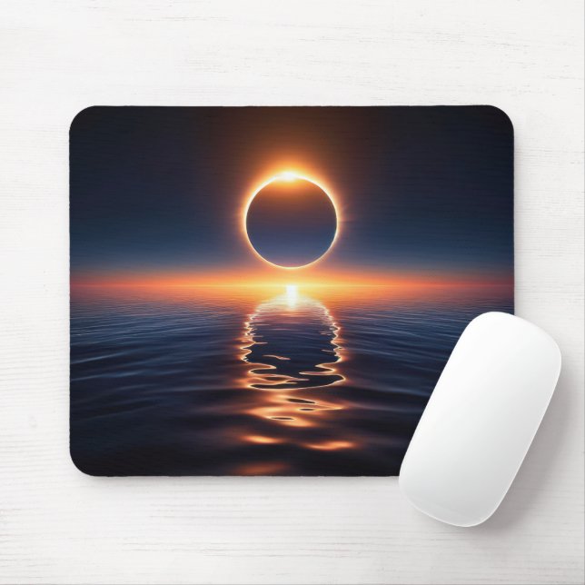 Mousepad Eclipse Total do Sol Sobre Água do Oceano (Com mouse)