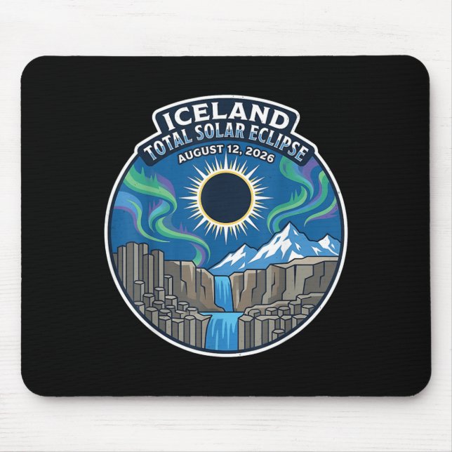 Mousepad Eclipse Total Solar Islândia 2026 Aurora Boreal (Frente)