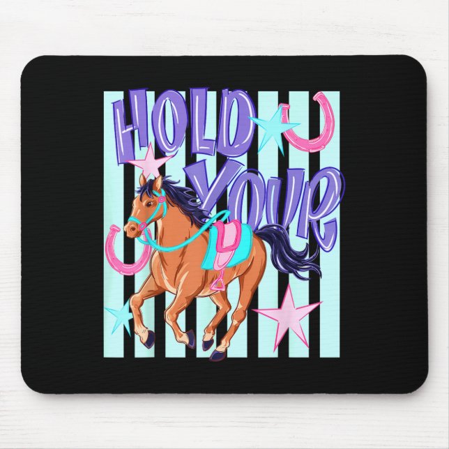 Mousepad Ed Retro Segure Seu Cavalo Ed Amante de Cavalos (Frente)