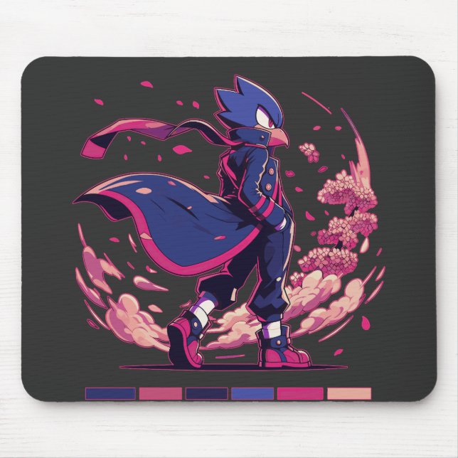 Mousepad Edgy Sakura Warrior Bird Anime Illustration (Frente)
