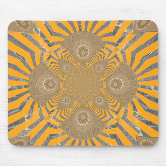 Mousepad Edgy Zebra Elegance: Um Impressão Amarelo Ouro (Frente)