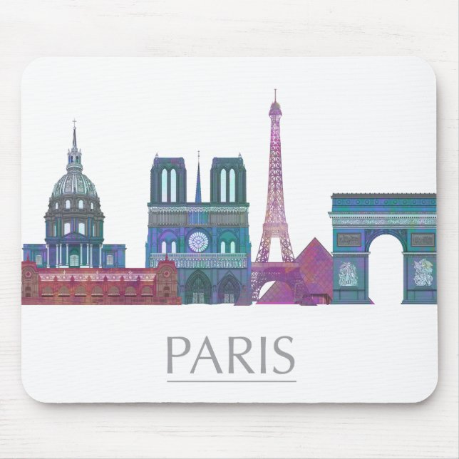 Mousepad Edifícios Coloridos no Skyline Paris (Frente)