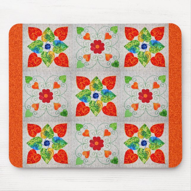 Mousepad Edredão do coração de nove remendos (Frente)