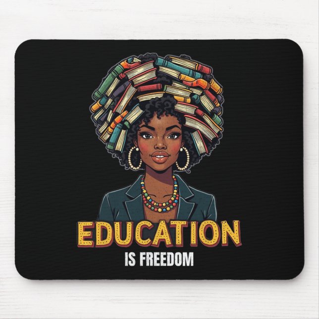 Mousepad Educação é Liberdade História Negra Mês Professor  (Frente)