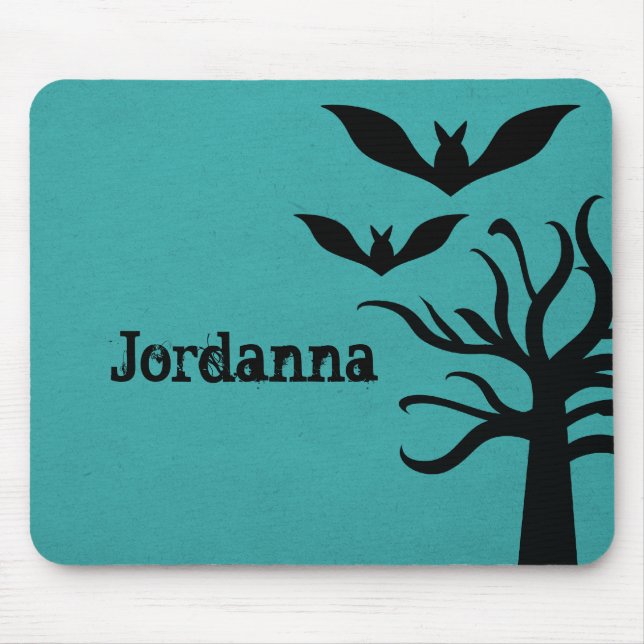 Mousepad Eerie Bats Halloween Mousepad, Aqua (Frente)