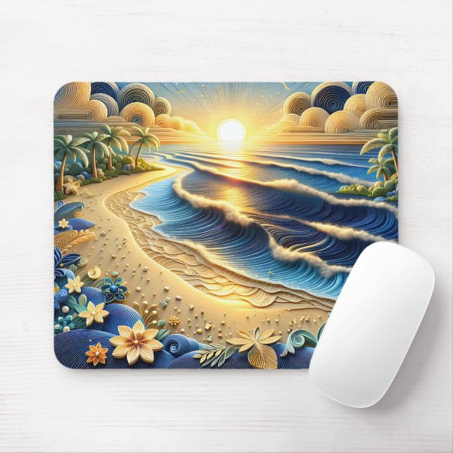 Mousepad Efeito de Enfileiramento de Papel Tropical do Ocea (Com mouse)