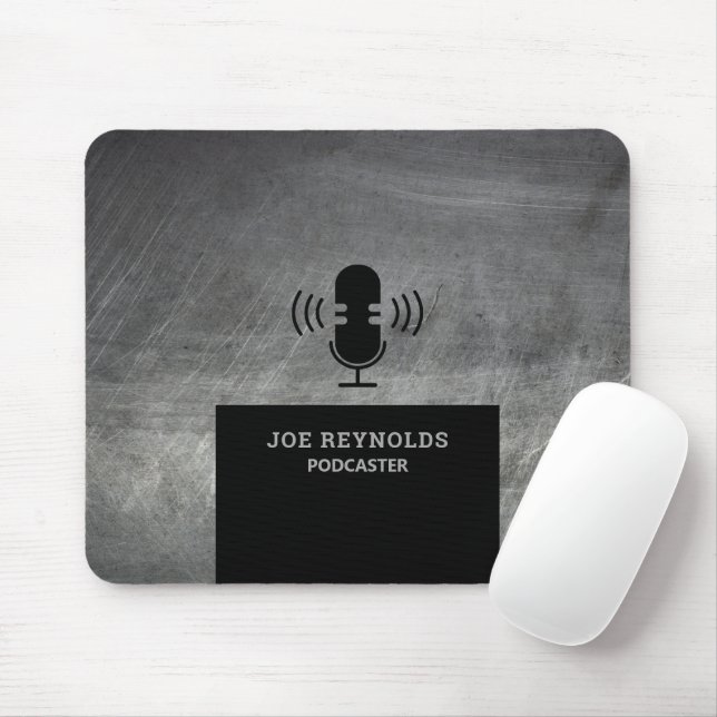 Mousepad Efeito Metálico Escravado, Podcaster, Podcast (Com mouse)