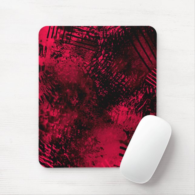 Mousepad Efeito Splatter de Tinta Vermelho e Preto (Com mouse)